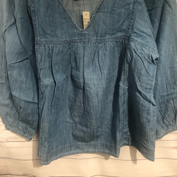 NWT Madewell Denim shirred balloon peasant top - Picture 4 of 5